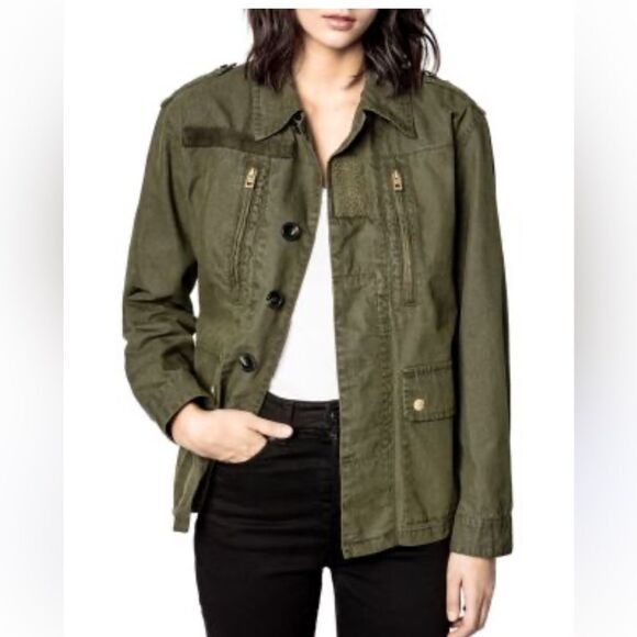 $475 Zadig & Voltaire Logo Utility Jacket NWT - Picture 1 of 13